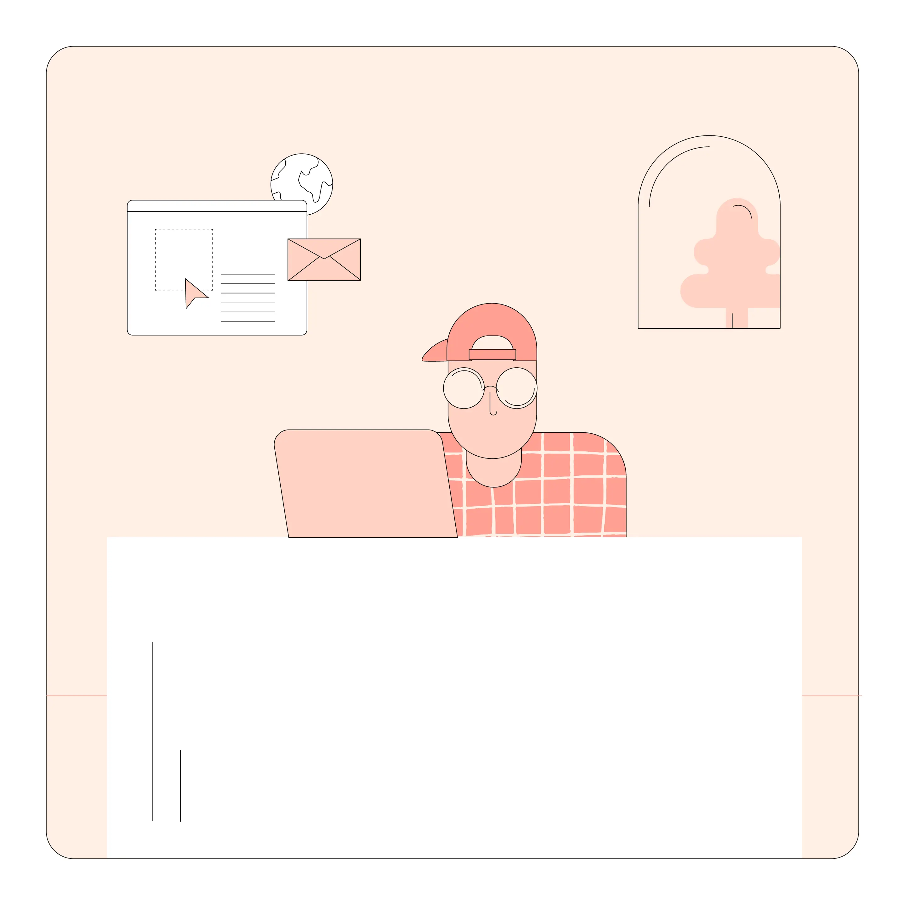 Illustration of a dad doing remote work at a desk